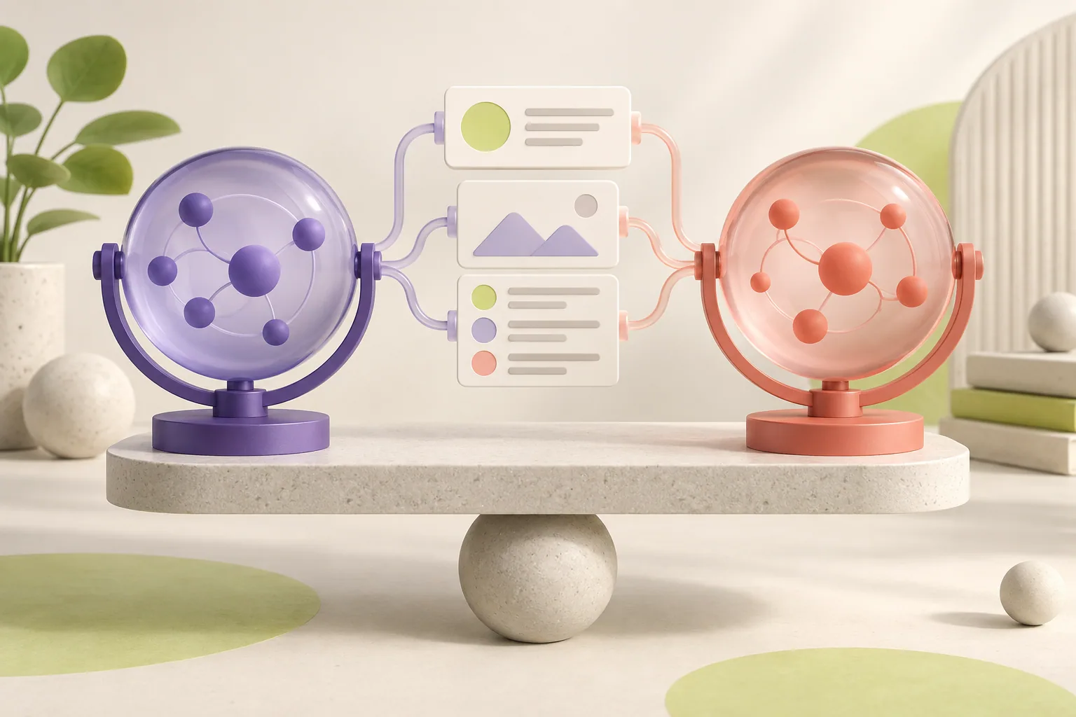 Illustration: two analysis tools compared against the same AI answer sources.
